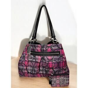 Coach F15480 Poppy Tartan Plaid Carryall Bag & Matching Wristlet